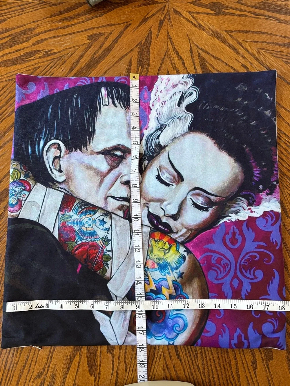 Frankie & His Gorgeous Bride in Passionate Embrace Throw Pillow Gothic Romance